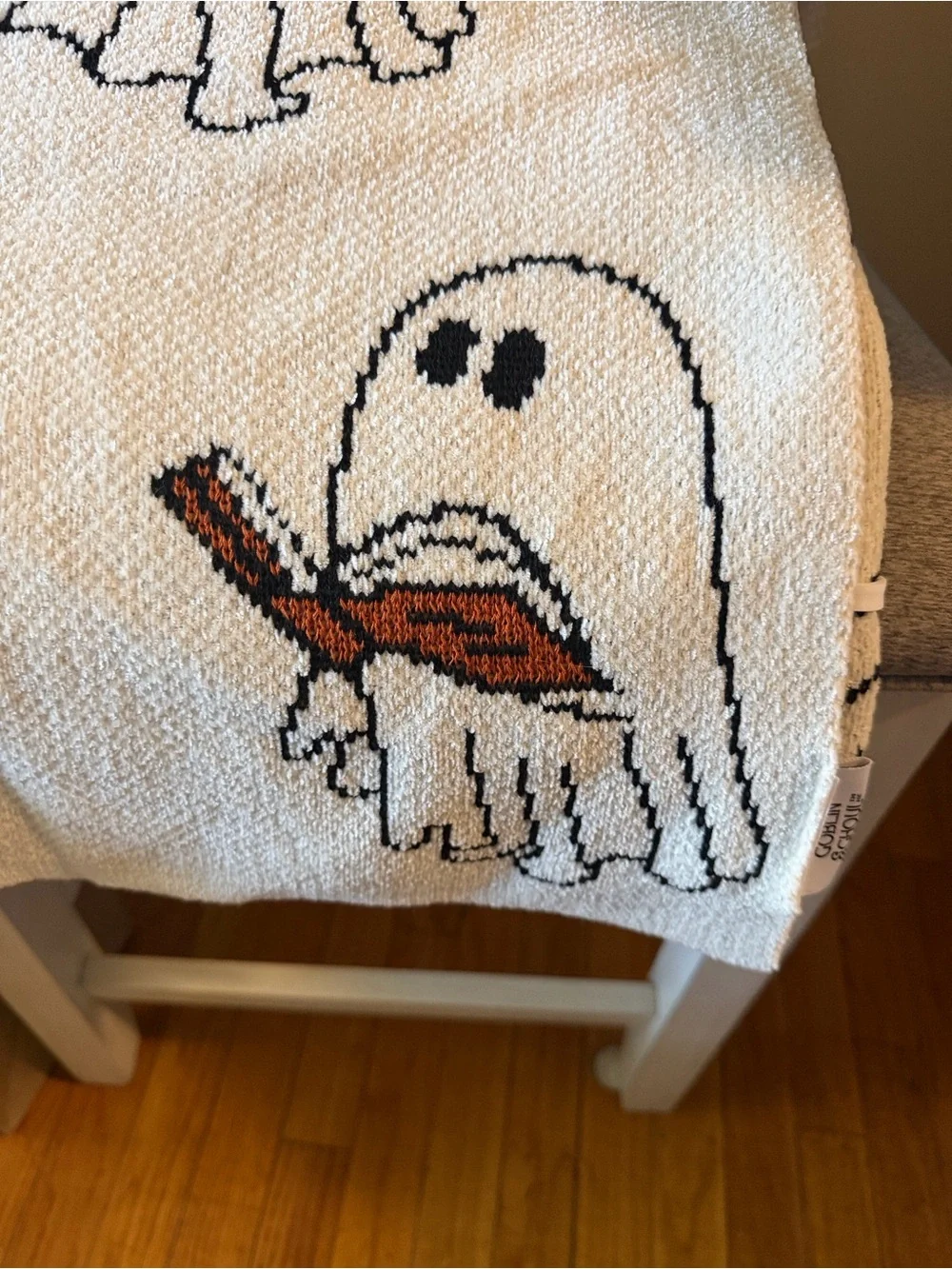 Goblin & Ghoul Cream Halloween Ghost Decorative Throw